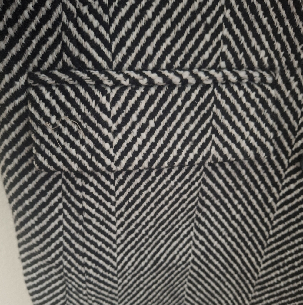 LOFT Herringbone Double Breasted Wool Blend Black White Blazer-Size 14 - NWT - Picture 6 of 12